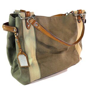 :: SOLD :: XL Green Canvas Lauren Ralph Lauren Tote Bag